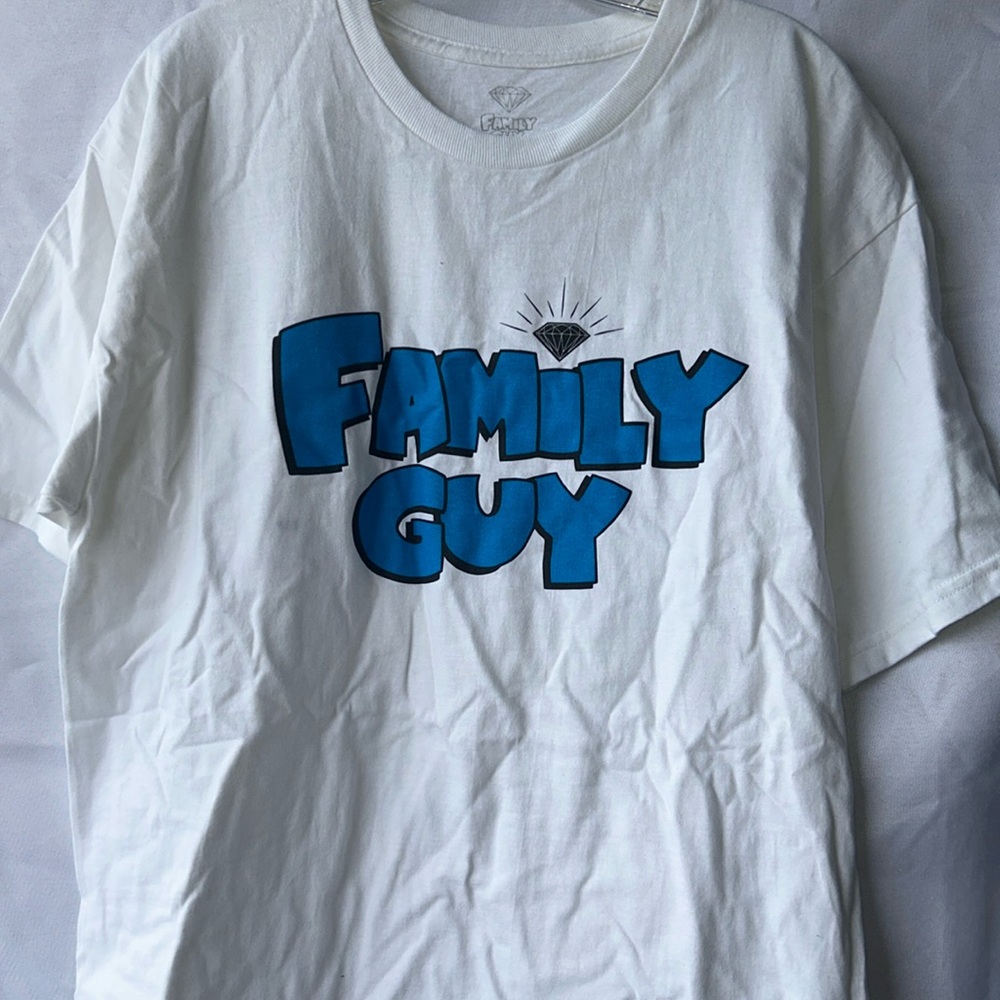 Diamond Supply Co Family Guy Graphic T-Shirt Mens Large White Blue Logo Tee